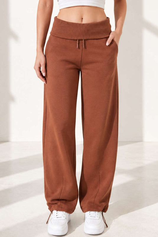 Pantaloni A Tre Strati Con Righe Larghe In Beige