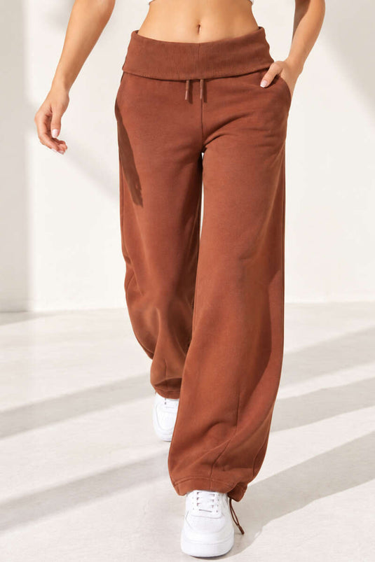 Pantaloni A Tre Strati Con Righe Larghe In Beige