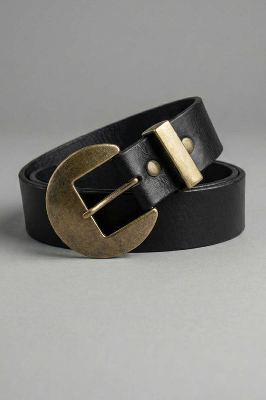 Geniş Tokalı Kemer Siyah