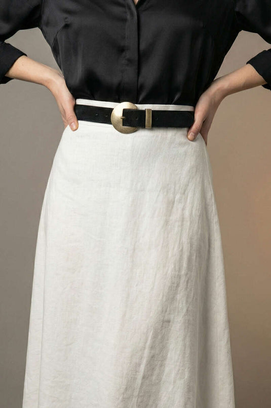 حزام بعرض عريض مع إبزيم جلد سويدي أسود