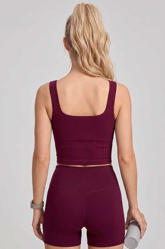 Bustier à larges bretelles épaisses couleur cerise