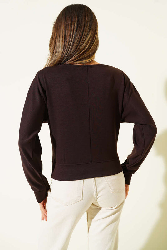 Wide Collar Blouse Brown