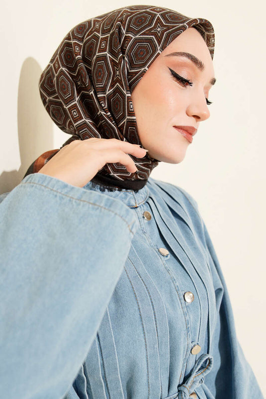 Foulard en coton Flamu à motif géométrique gris