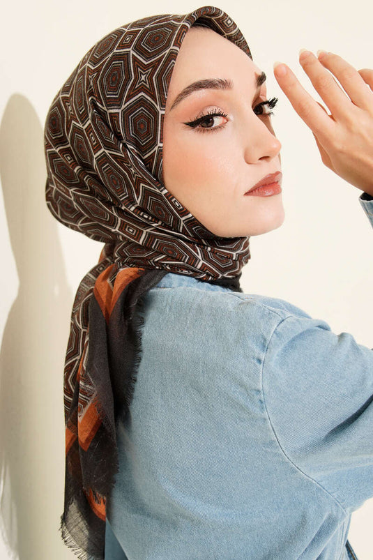 Foulard en coton Flamu à motif géométrique gris