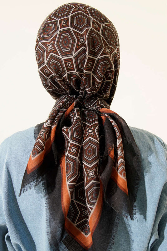 Foulard en coton Flamu à motif géométrique gris