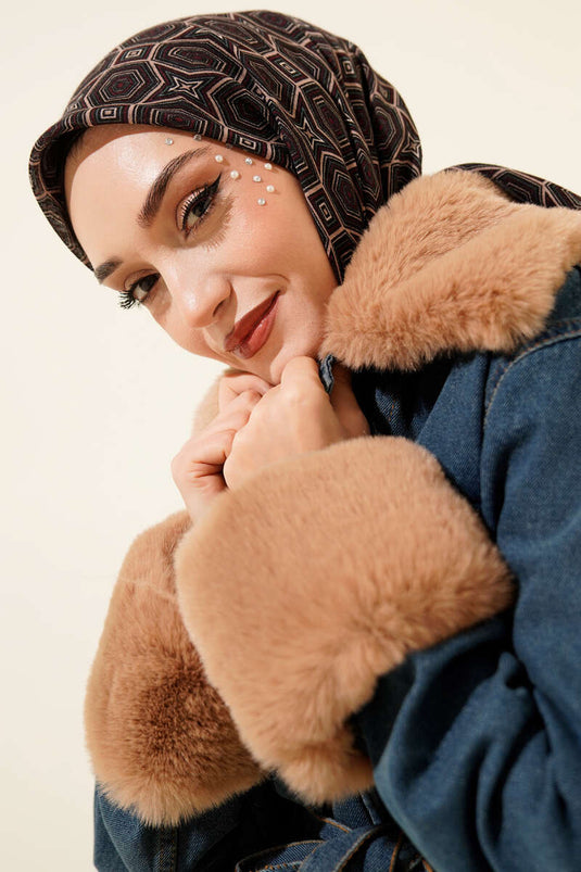 Foulard en coton Flamu à motif géométrique noir