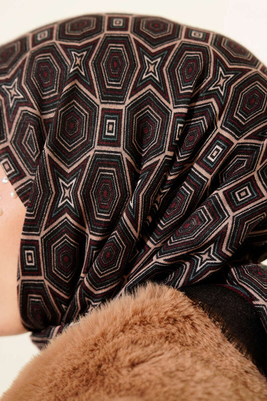 Foulard en coton Flamu à motif géométrique noir