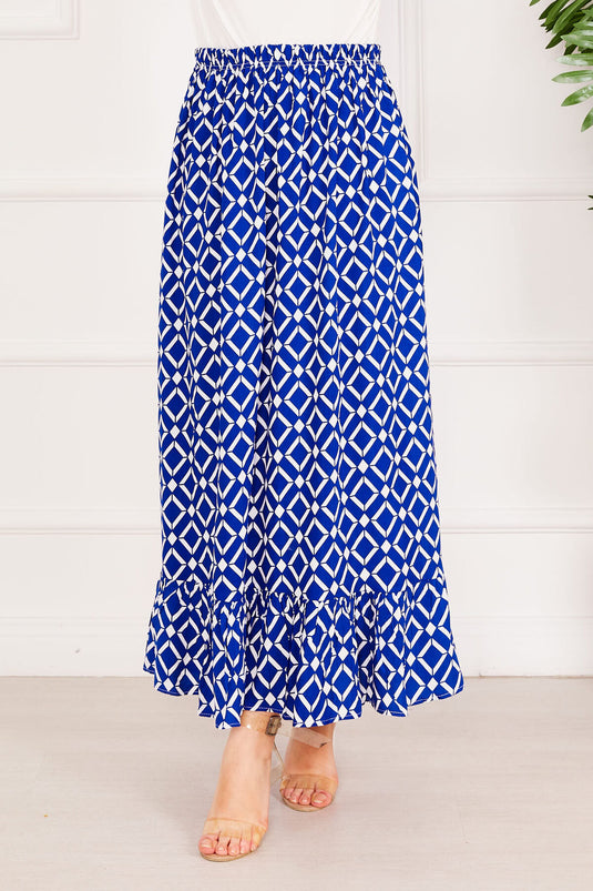 Geometric Pattern Skirt Saxe