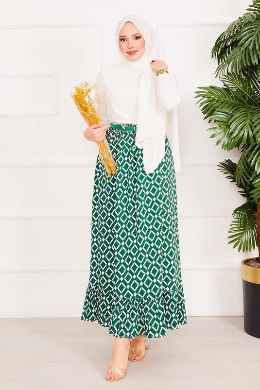 Geometric Pattern Skirt Emerald