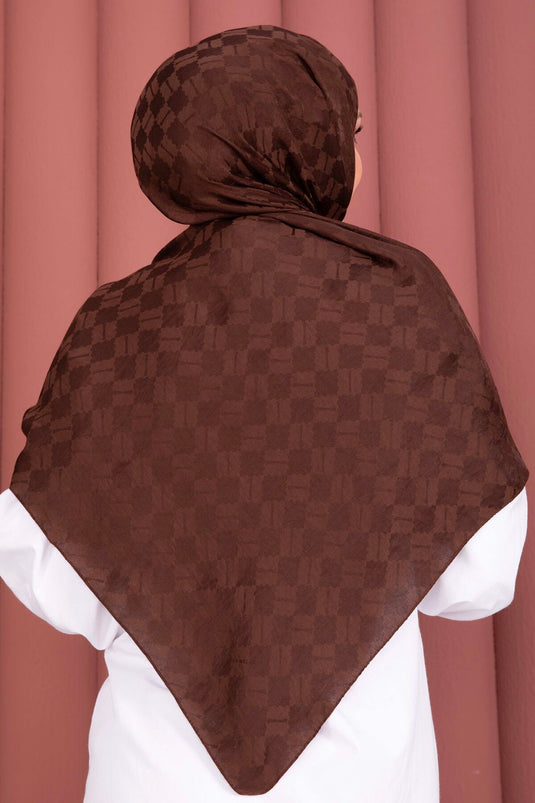 Geometric Pattern Jacquard Shawl Series Coffee