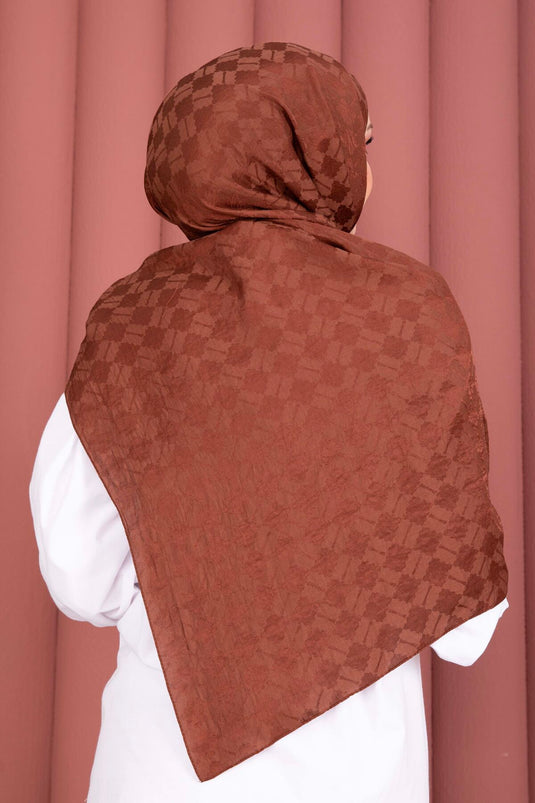 Geometric Pattern Jacquard Scarf Series Terracotta