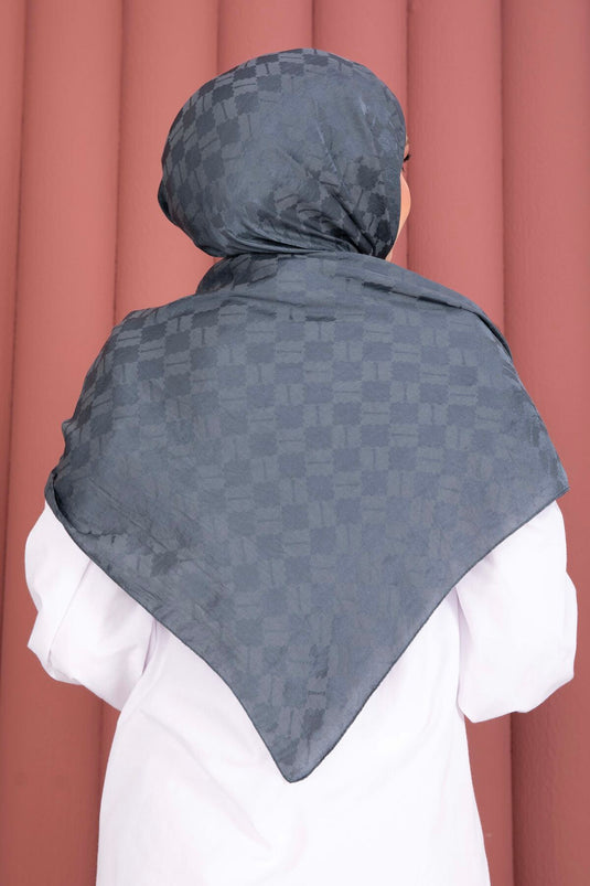 Geometric Pattern Jacquard Scarf Series Petrol