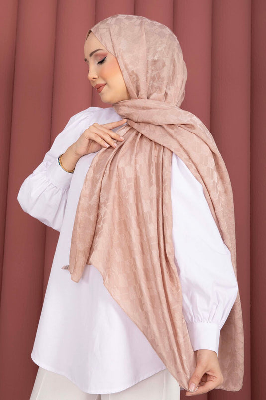 Geometric Pattern Jacquard Scarf Series Powder