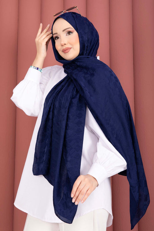 Geometric Pattern Jacquard Shawl Series Blue