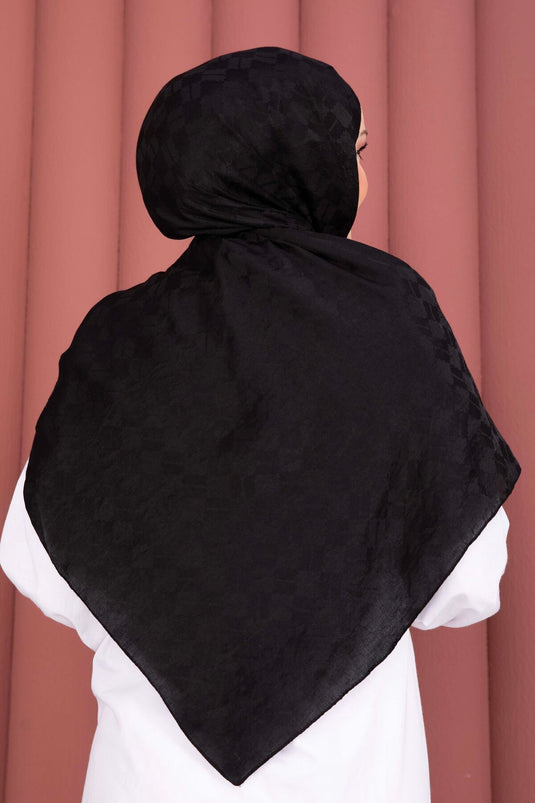 Geometric Pattern Jacquard Scarf Series Black