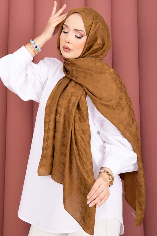 Geometric Pattern Jacquard Scarf Series in Brown