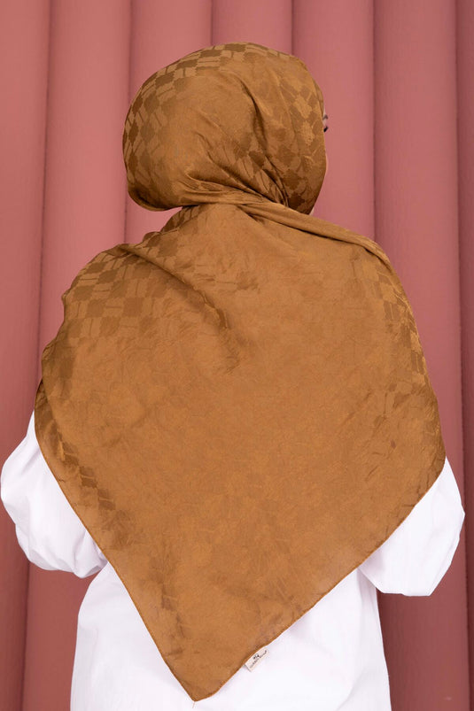 Geometric Pattern Jacquard Scarf Series in Brown