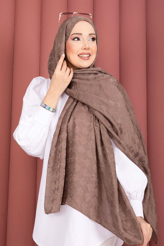 Geometric Pattern Jacquard Scarf Series Mink