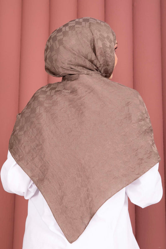 Geometric Pattern Jacquard Scarf Series Mink