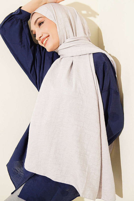 Geometric Pattern Cotton Ayrobin Shawl Silver