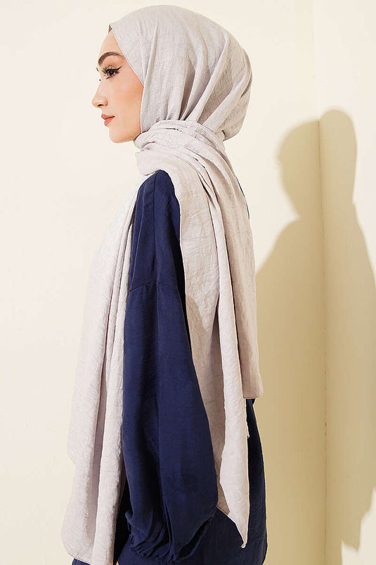 Geometric Pattern Cotton Ayrobin Shawl Silver
