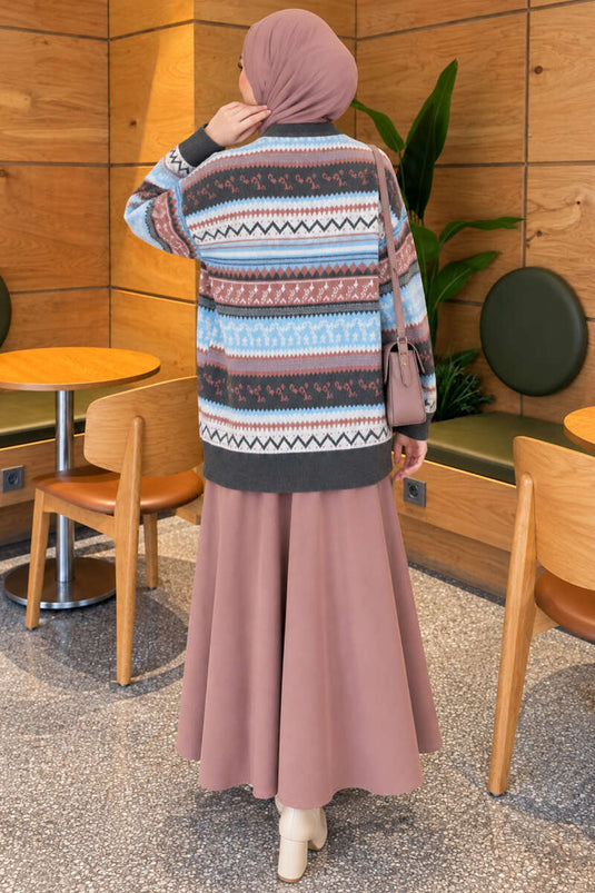 Patterned Knit Sweater Smoke Grey