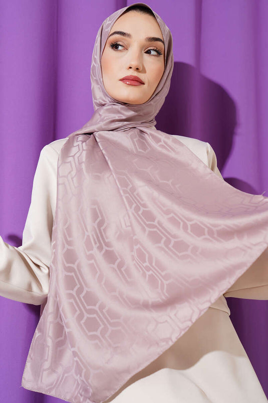 Jacquard sjaal met geometrisch motief in poedervorm