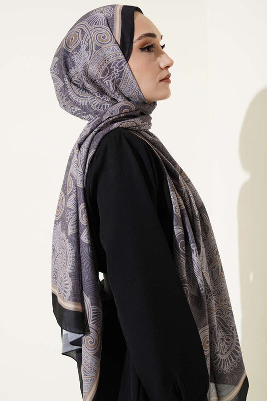 Écharpe Géométrique Paisley Noir Gris