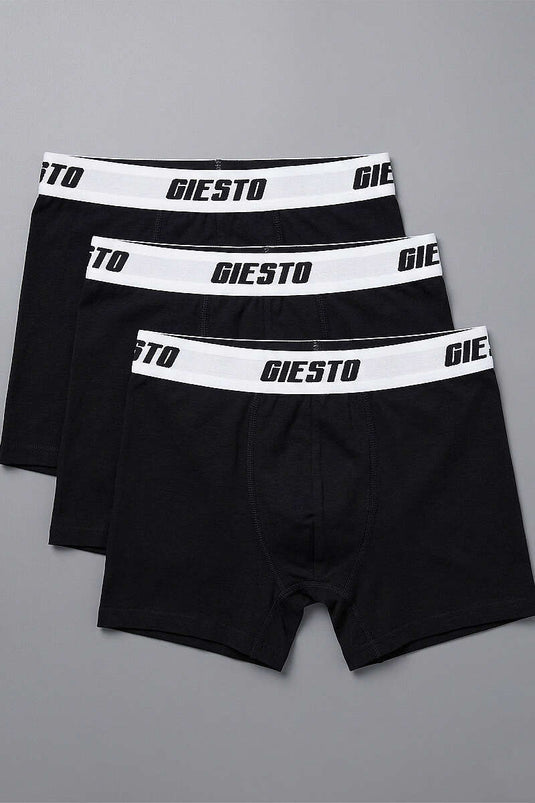 Giesto 3'lü Likralı Erkek Boxer Siyah