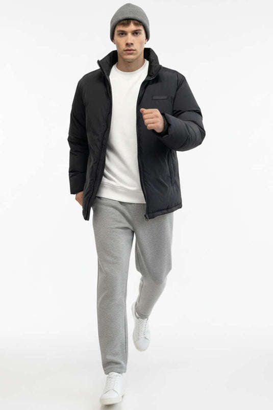 Giesto Men's Jacket with Emblem Details, Black