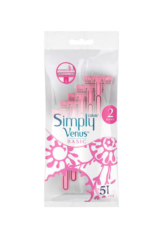 Gillette Venus Simply 2 Razor Blades, Pack of 5, Women's Basic