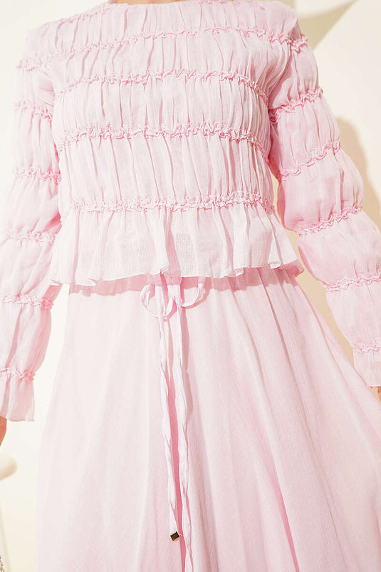 Ensemble Deux Pièces Gipeli avec Blouse et Jupe Rose