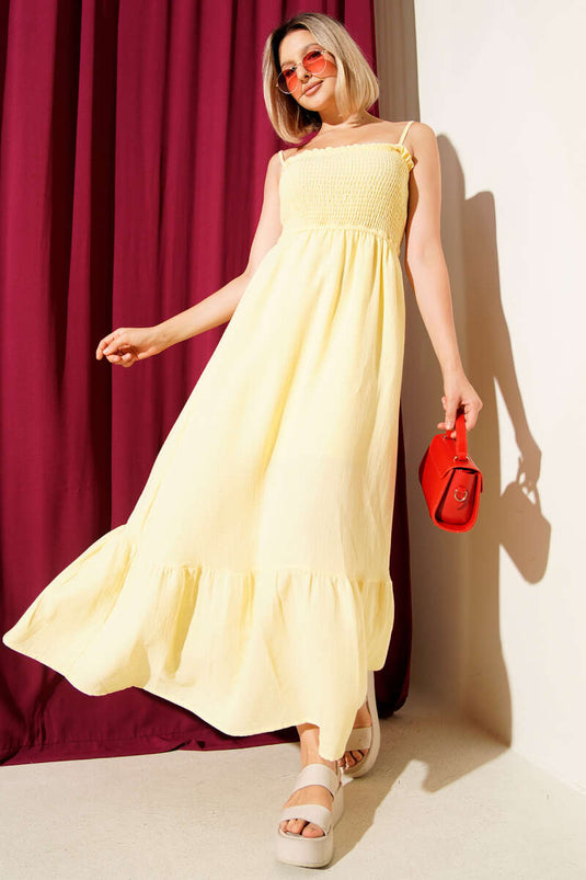 Robe Gipeli à bretelles en mousseline jaune