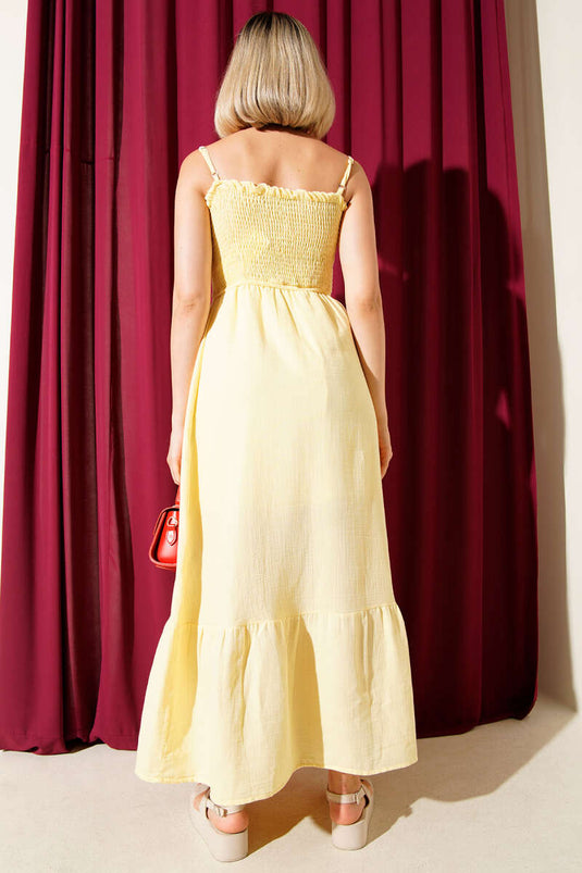 Robe Gipeli à bretelles en mousseline jaune