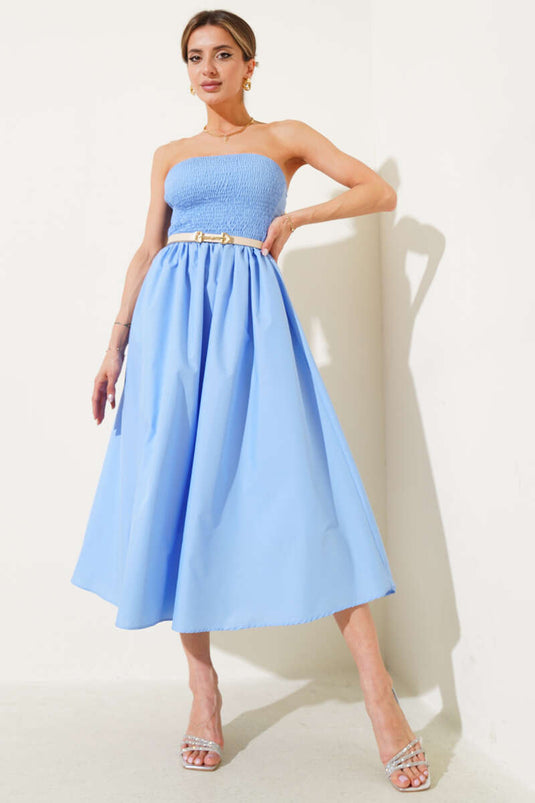 Gipeli trägerloses Midikleid Blau