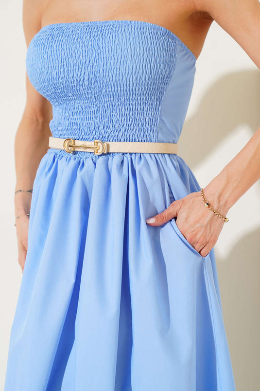 Gipeli trägerloses Midikleid Blau