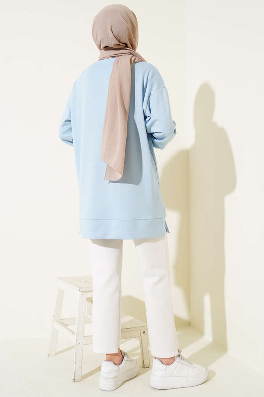 Give This World Baskılı Tunik Bebe Mavi