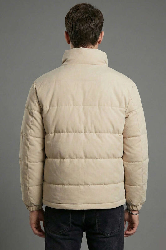 Veste matelassée pour homme avec capuche rétractable couleur pierre