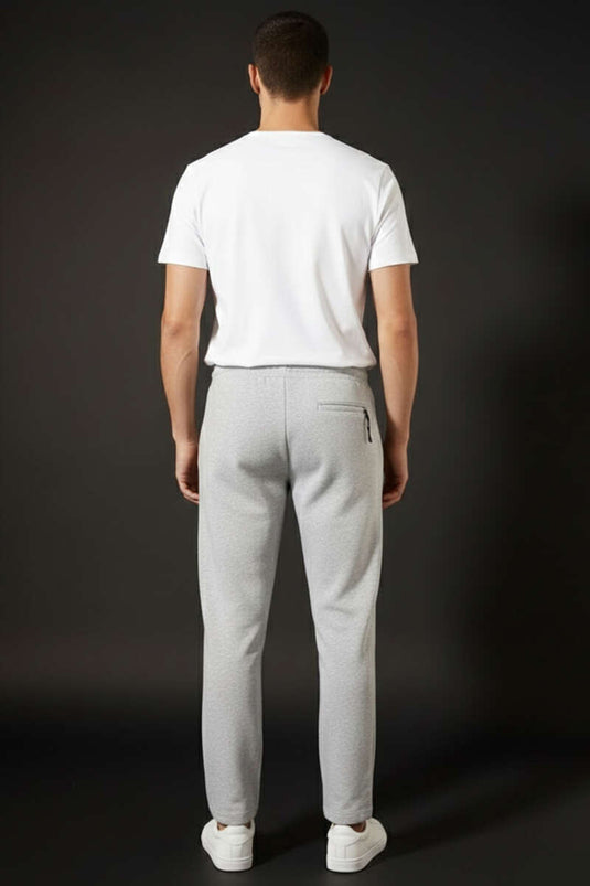 Pantalon de survêtement pour homme à ceinture élastique cachée, gris chiné
