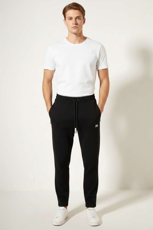 Gizli Cep Bel Lastikli Erkek Eşofman Altı Siyah