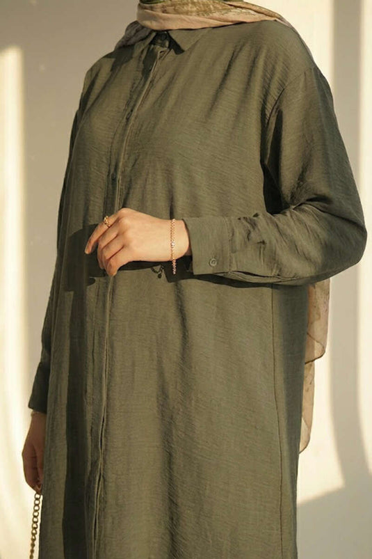 Chemise Ayrobin kaki à boutons cachés