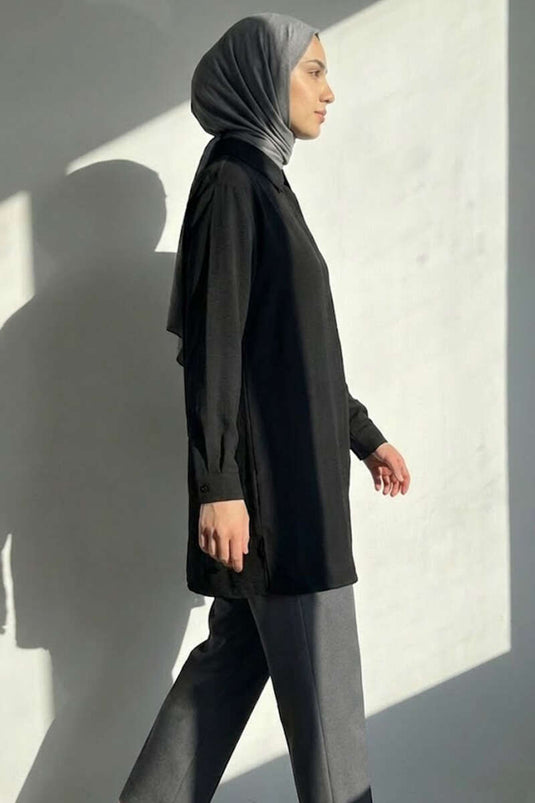Black Button-Down Ayrobin Shirt