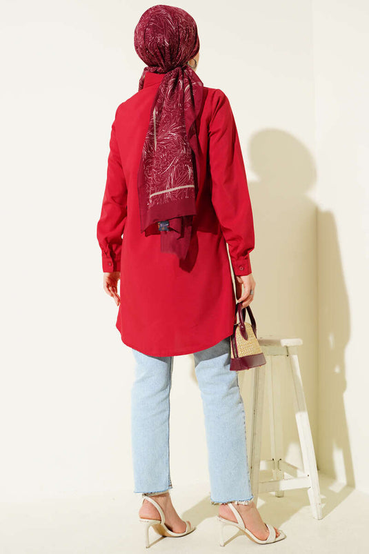 Chemise classique à boutons cachés bordeaux