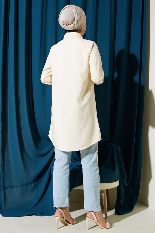 Hidden Button Classic Shirt Cream