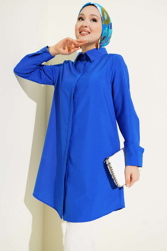 Hidden Button Classic Shirt in Saks