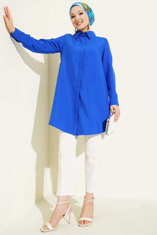 Hidden Button Classic Shirt in Saks