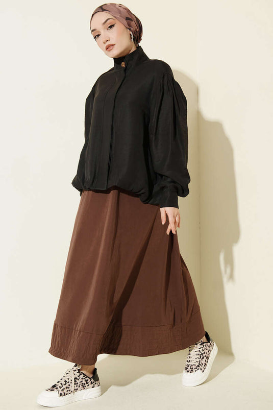 Hidden Button Modal Bomber Jacket Black