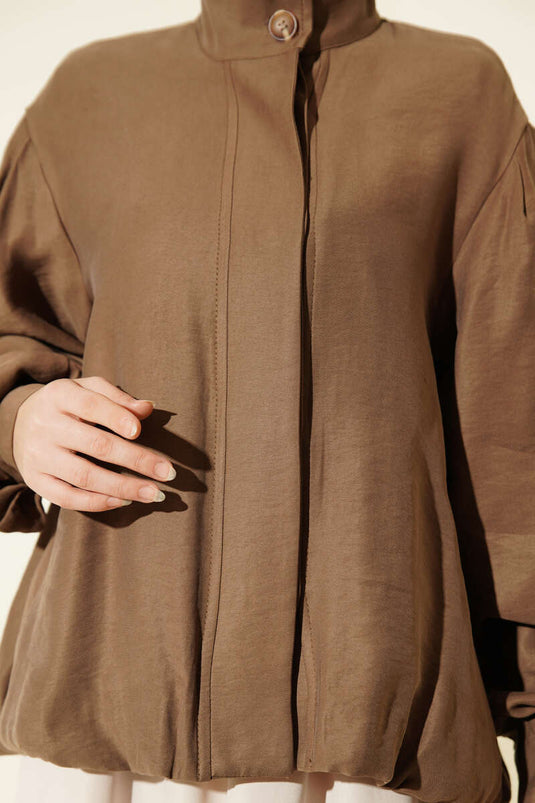 Veste Bomber en Modal à Boutons Cachés Vison