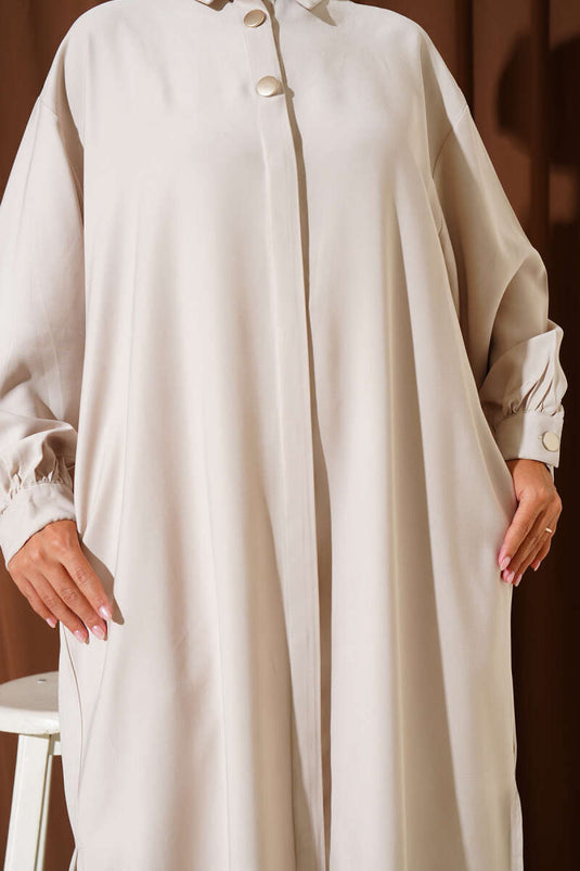 Hidden Button Tencel Tunic Stone