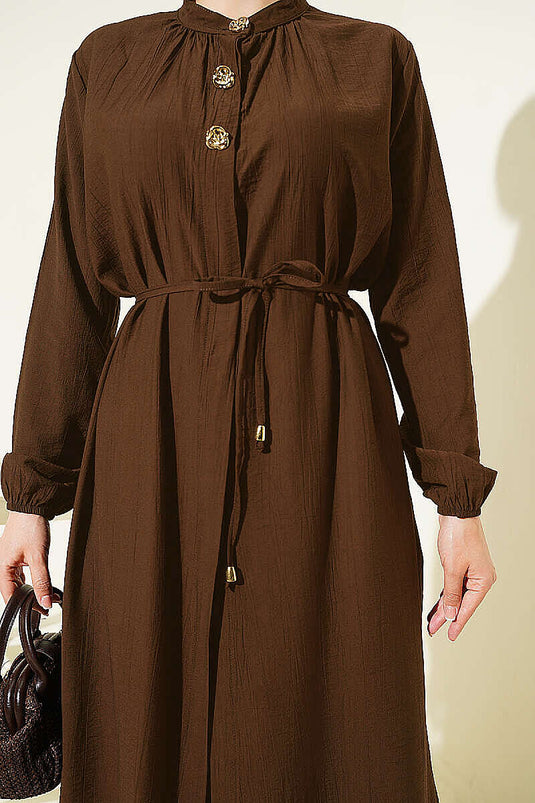 Ensemble Long Tunique À Boutons Cachés En Café